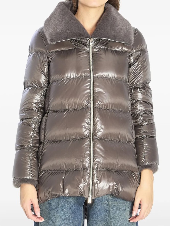 Herno Double-zip Quilted Down Jacket In Brown