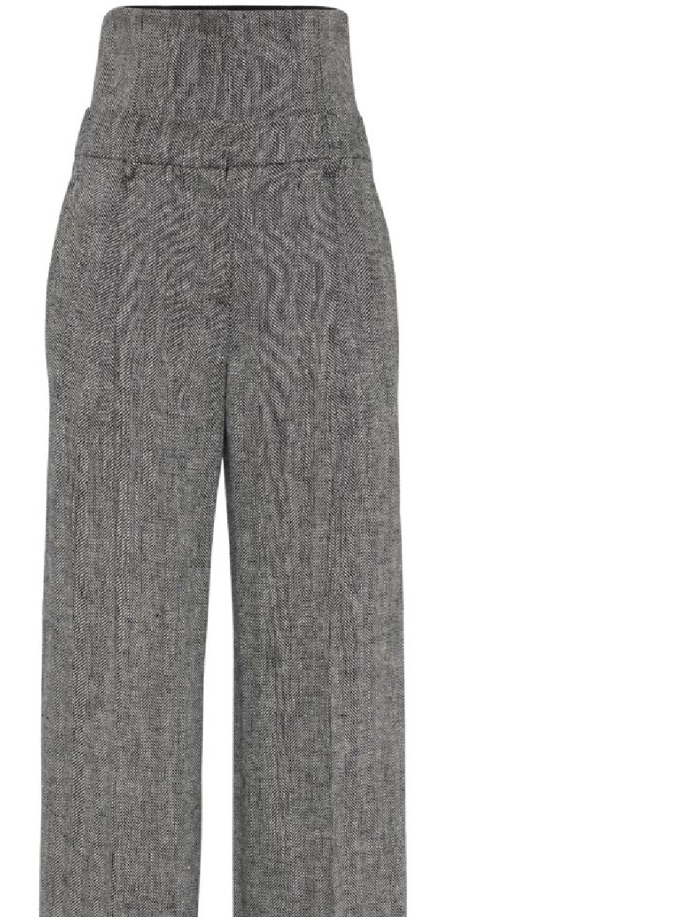 Brunello Cucinelli Herringbone High-waist Trousers In Gray