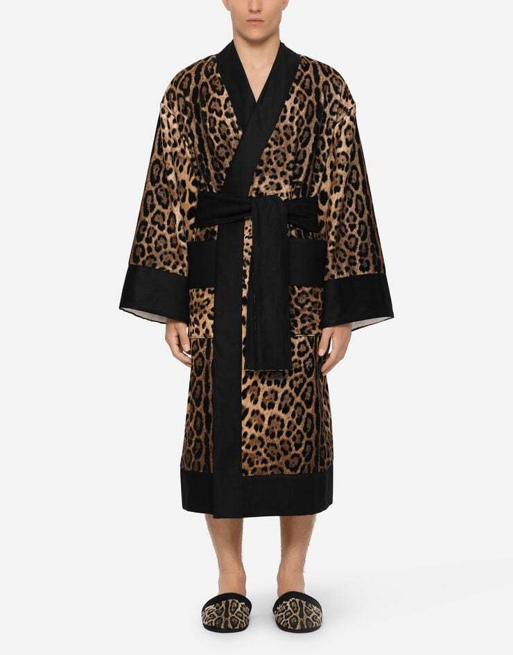 DOLCE & GABBANA DOLCE  GABBANA LEOPARD PRINTED BATH ROBE