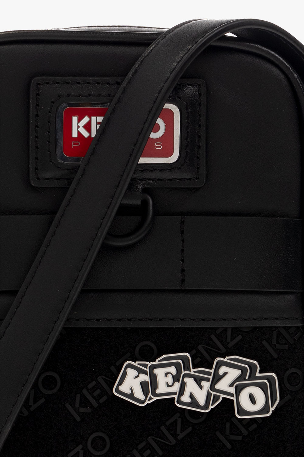 Kenzo Logo Badge Messenger Bag In White