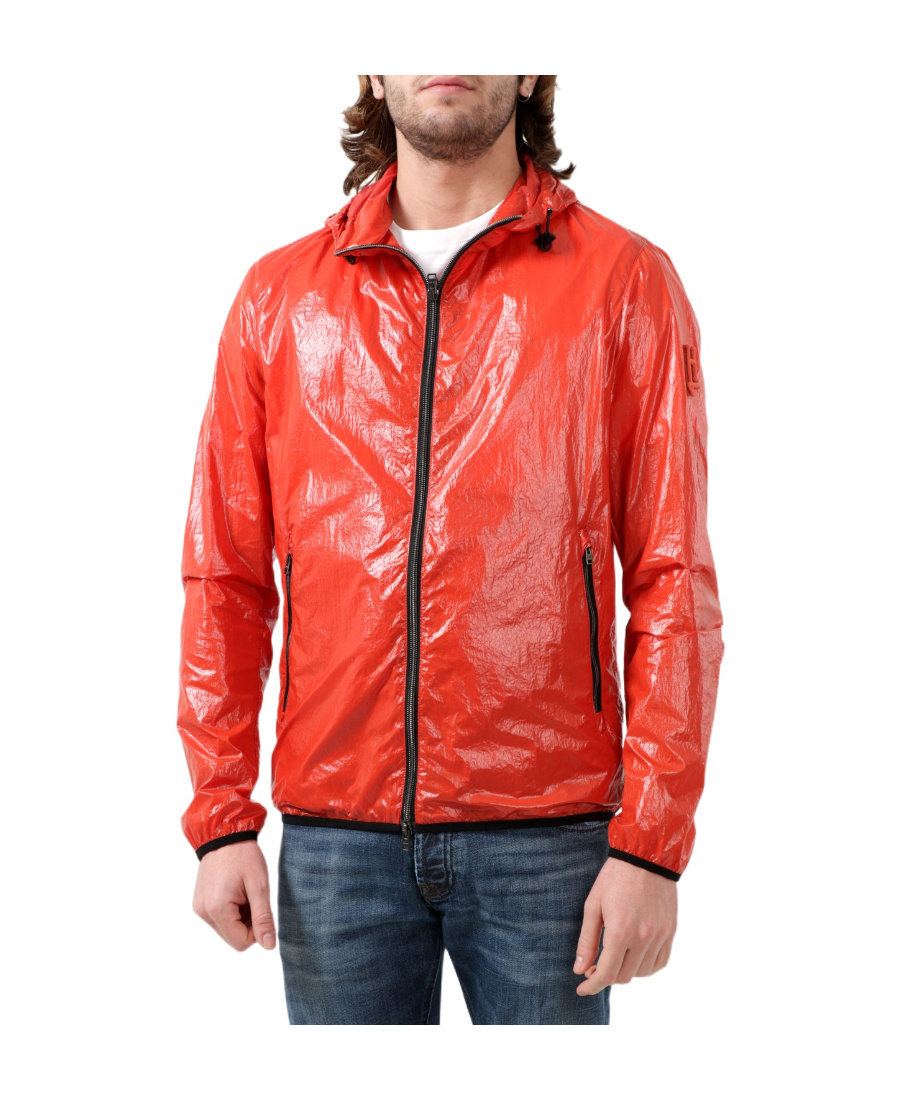 Herno High-shine Logo-patch Jacket In Orange