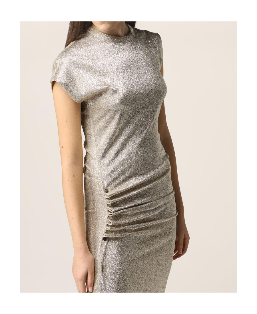 Rabanne Side Gathered-detail Midi Dress In White
