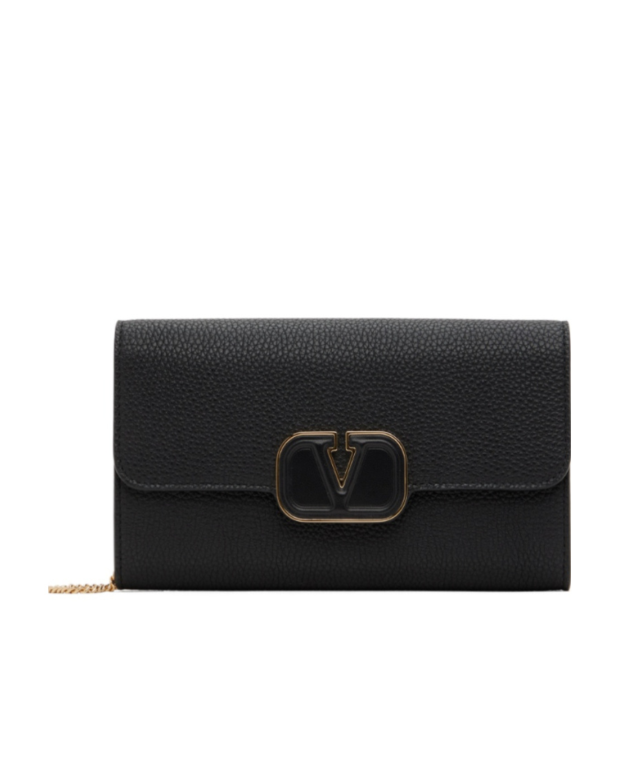 Valentino Logo Pattern Shoulder Bag In Black