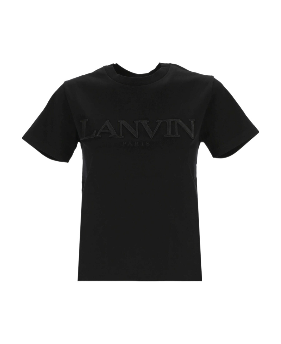 Lanvin Black Short-sleeved T-shirt With Embossed Logo In Black