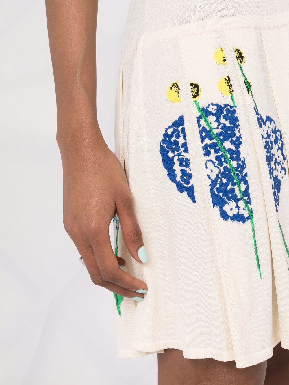 Moschino Floral Printed Pleated Dress In White