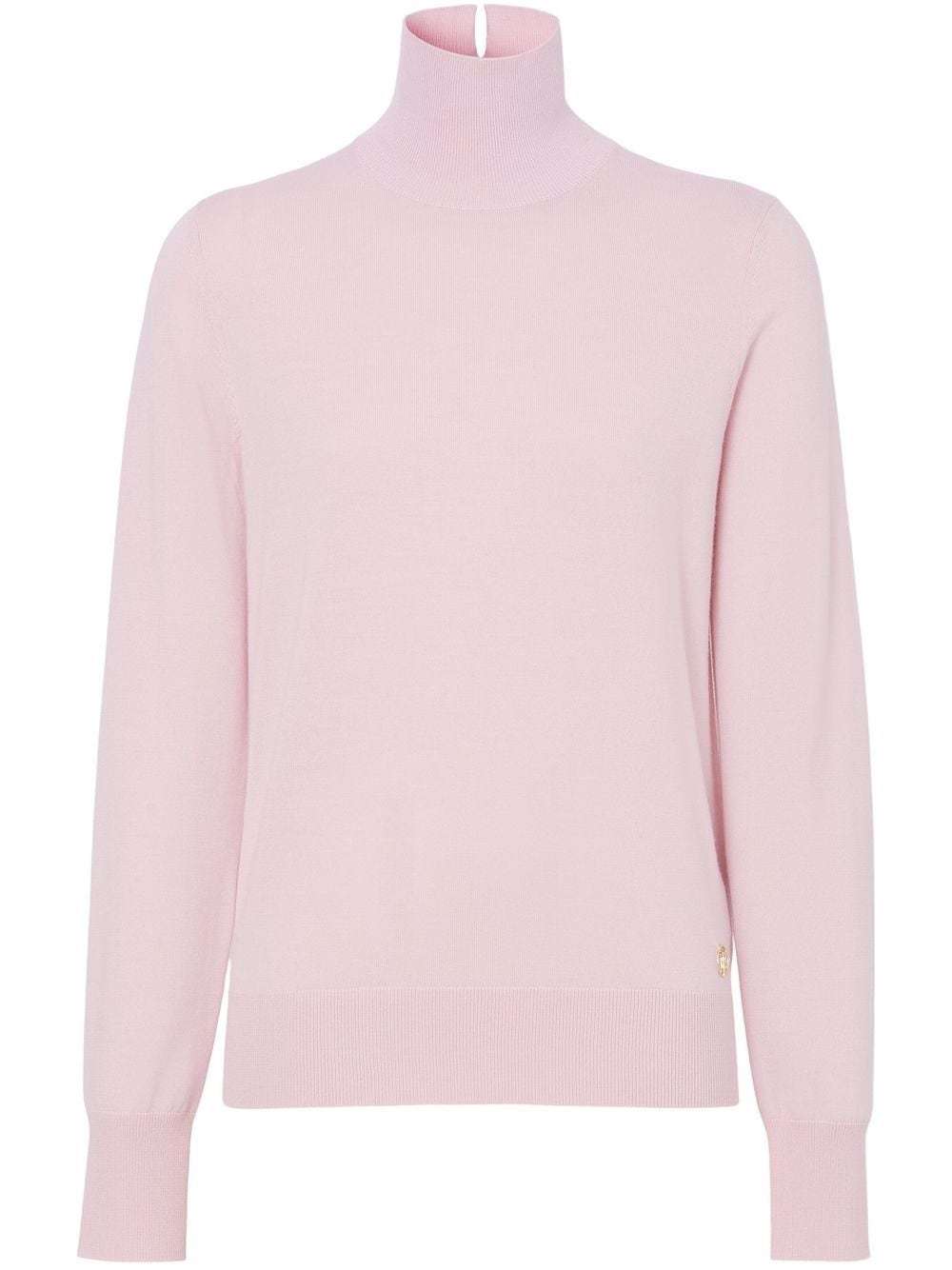 Burberry Nadira Wool-blend Blouse W/ Monogram Plaque In Pink