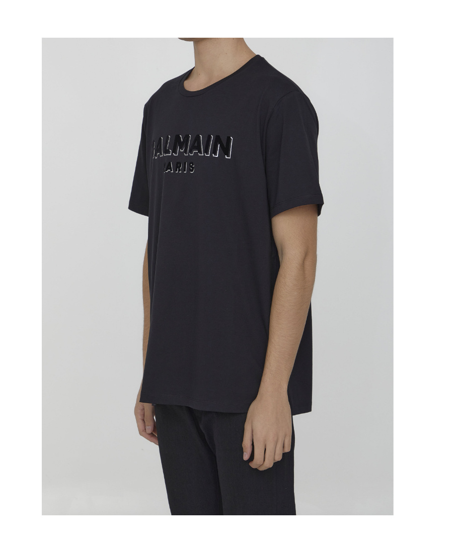 Balmain Logo-print Organic Cotton T-shirt In Black