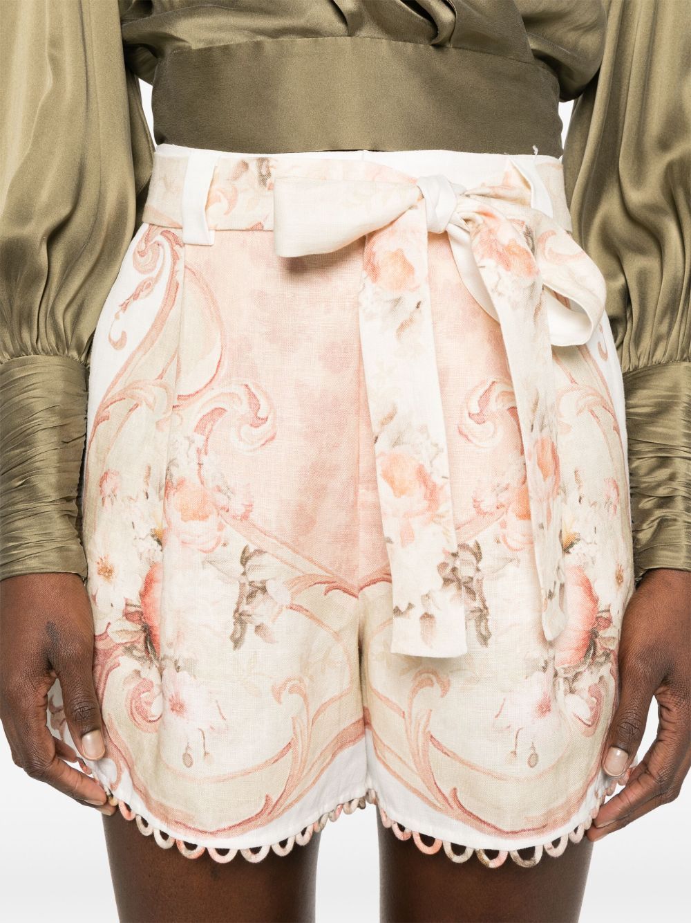 Shop Twinset Printed Linen Shorts