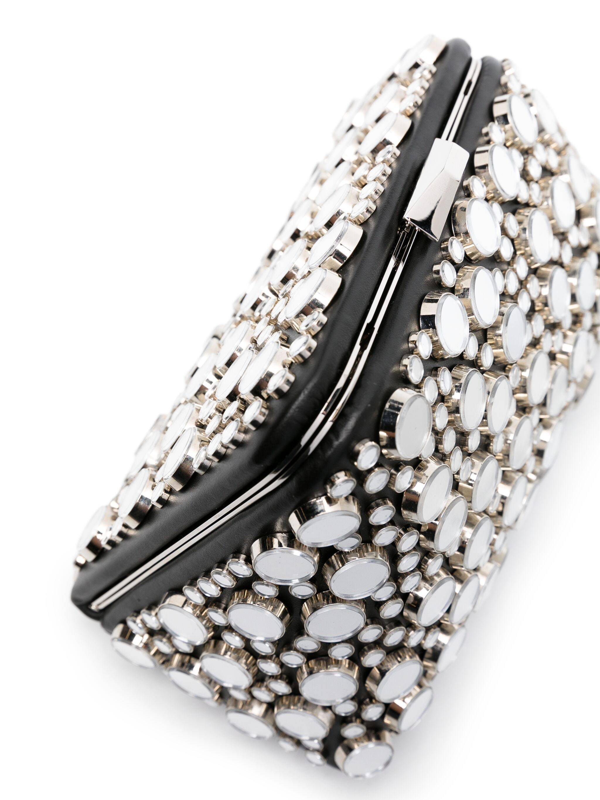 Attico Midnight Stud-embellished Leather Clutch Bag In Black