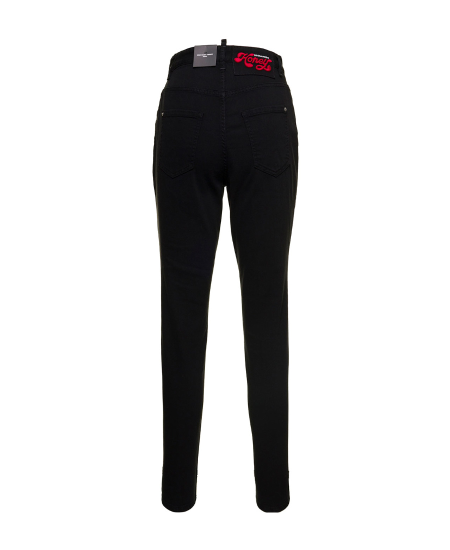 Shop Dsquared2 Honey High-waisted Tapered Jeans In Black