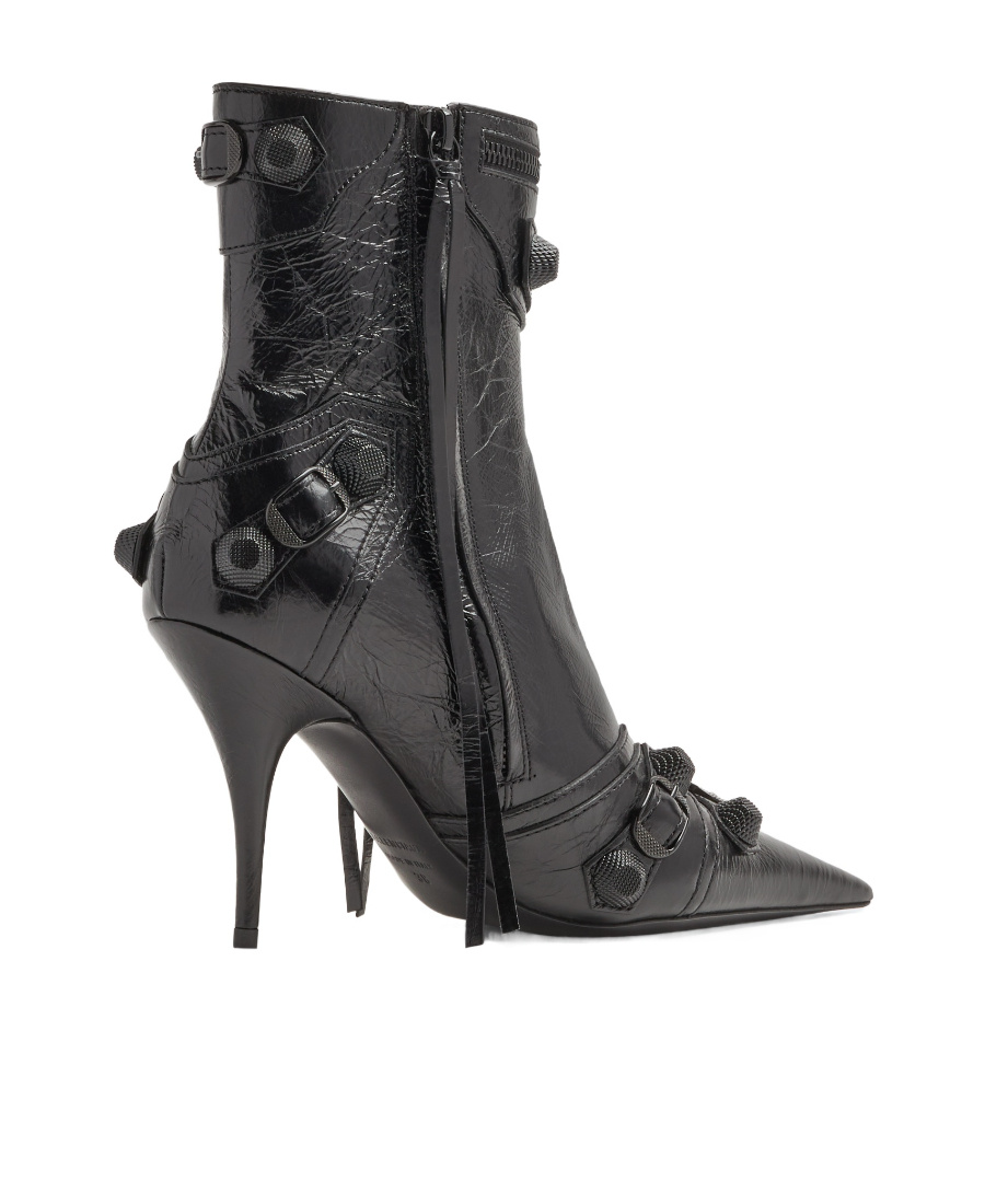 Balenciaga Cagole 50 Ankle Boots In Lamb Leather In Black