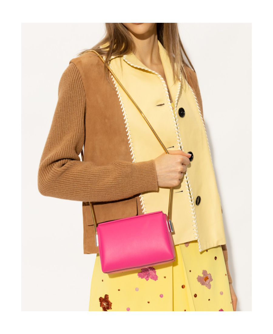 Marni Round Snake Chain Leather Shoulder Bag In Pink