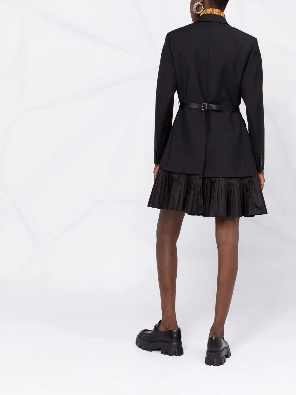 Prada Re-nylon Logo Pouch Blazer Mini Dress In Black