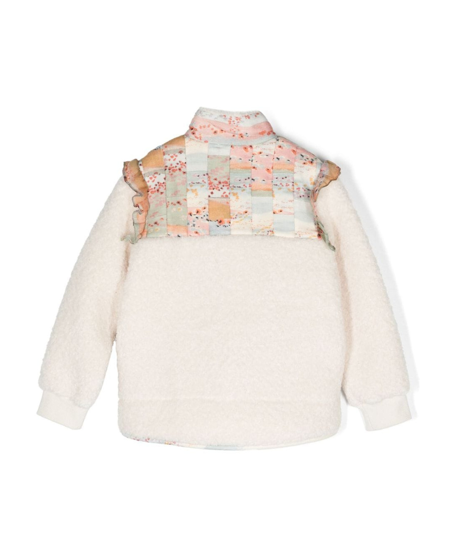 Chloé Neutral Patchwork Panelled Half-zip Sweatshirt In White
