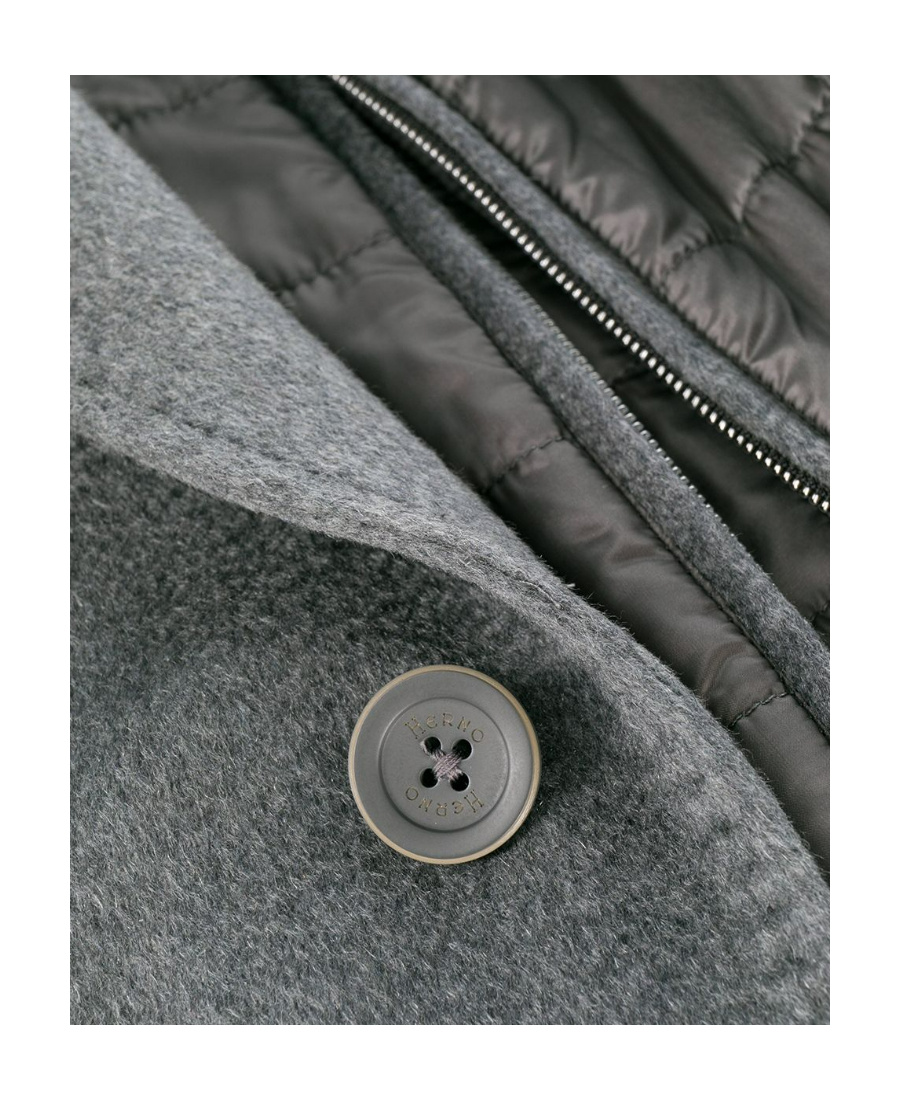 Herno Single-breasted Layered Coat In Black