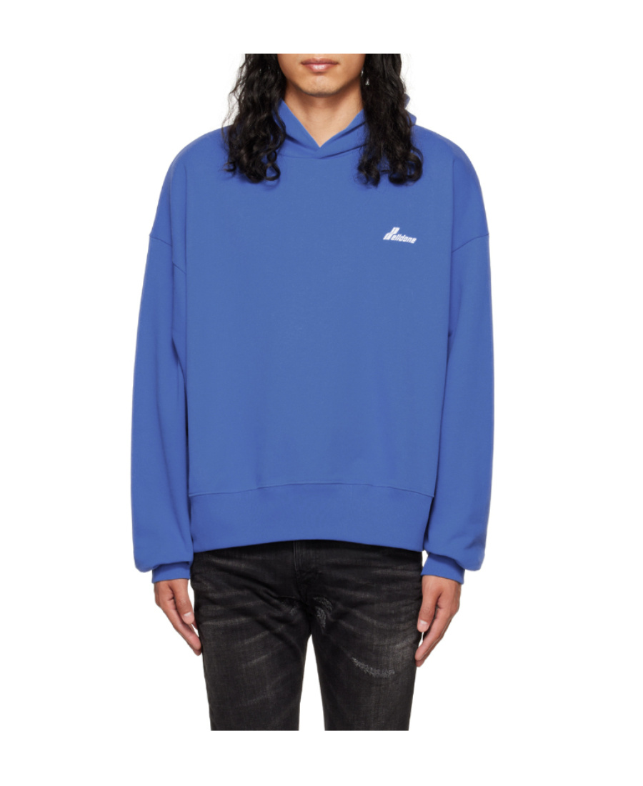We11 Done Logo-print Cotton Hoodie In Blue