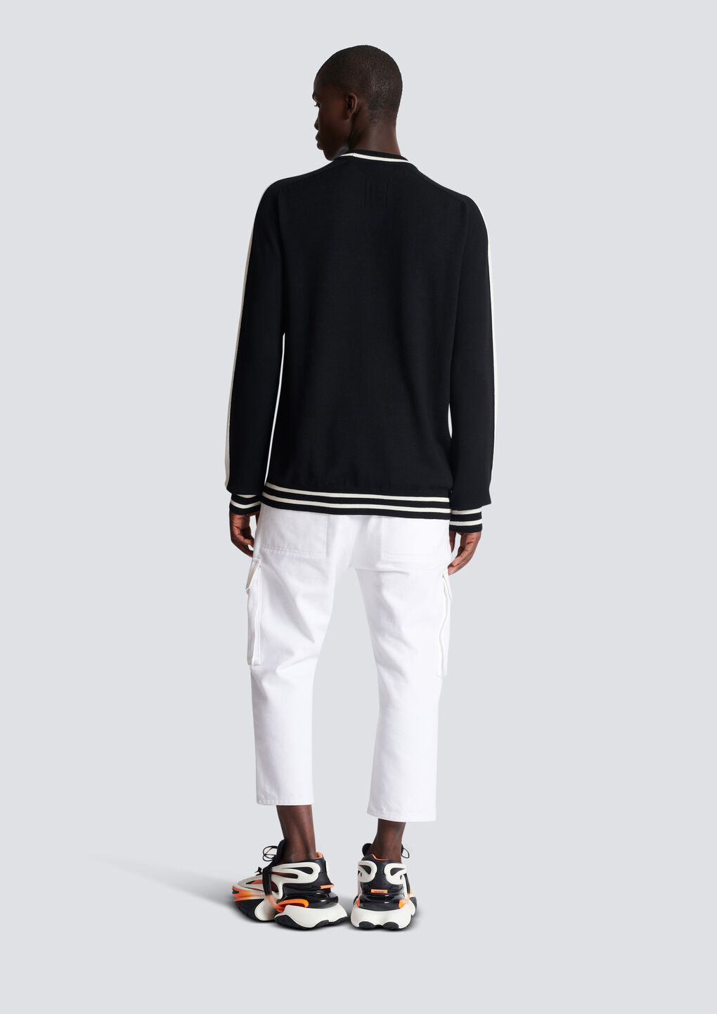 Balmain Logo-embroidered Merino Wool Jumper In Black