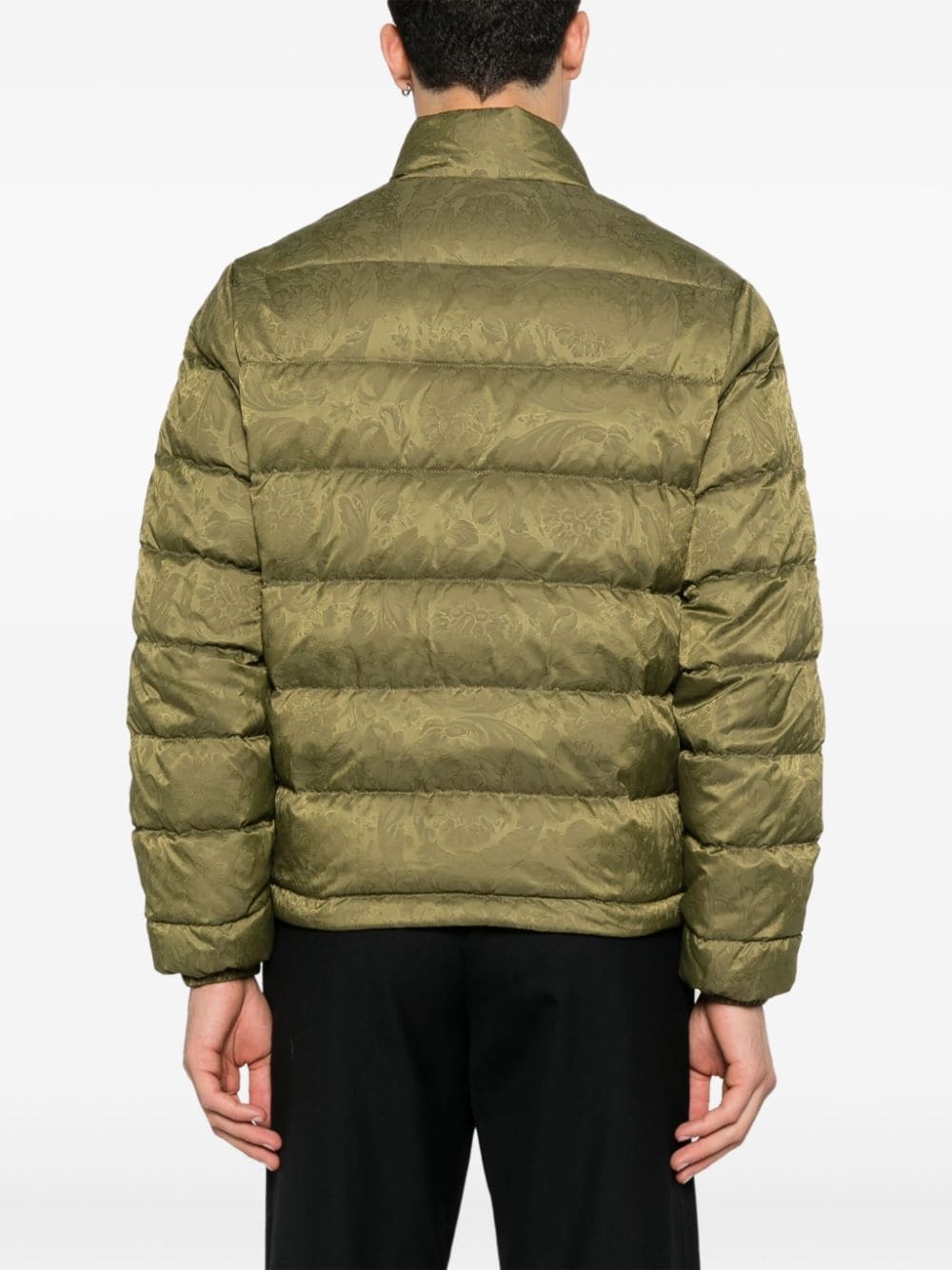 Versace Barocco-print Padded Jacket In Green