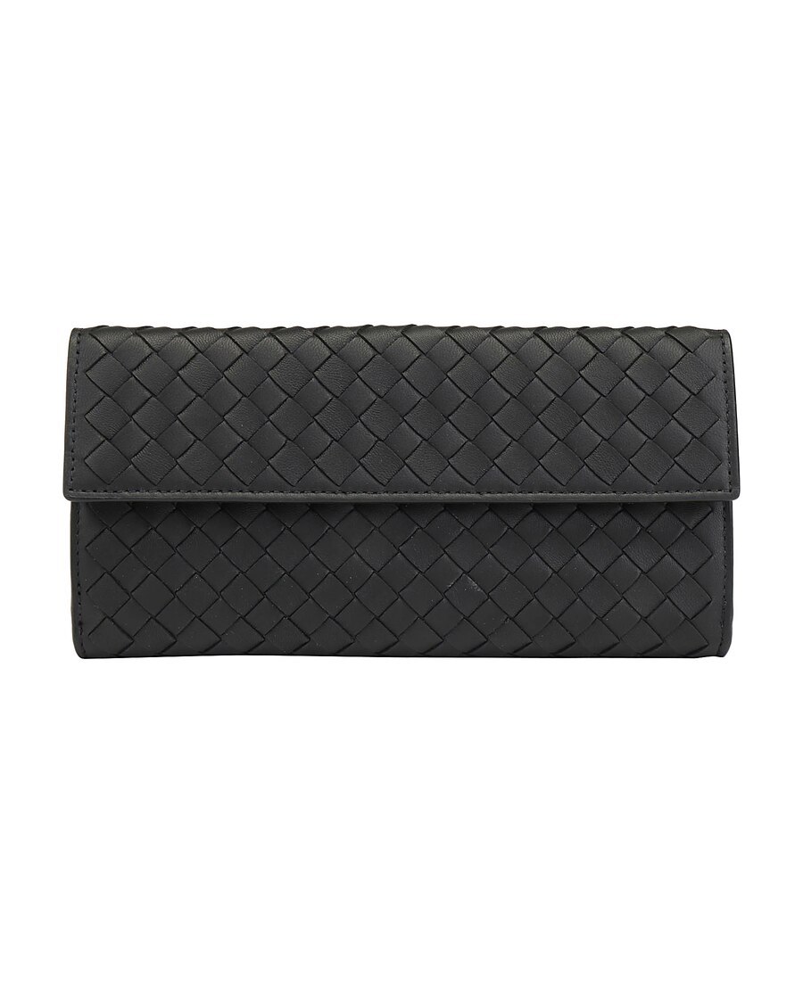 Bottega Veneta Weave A Logo Wallet In Black