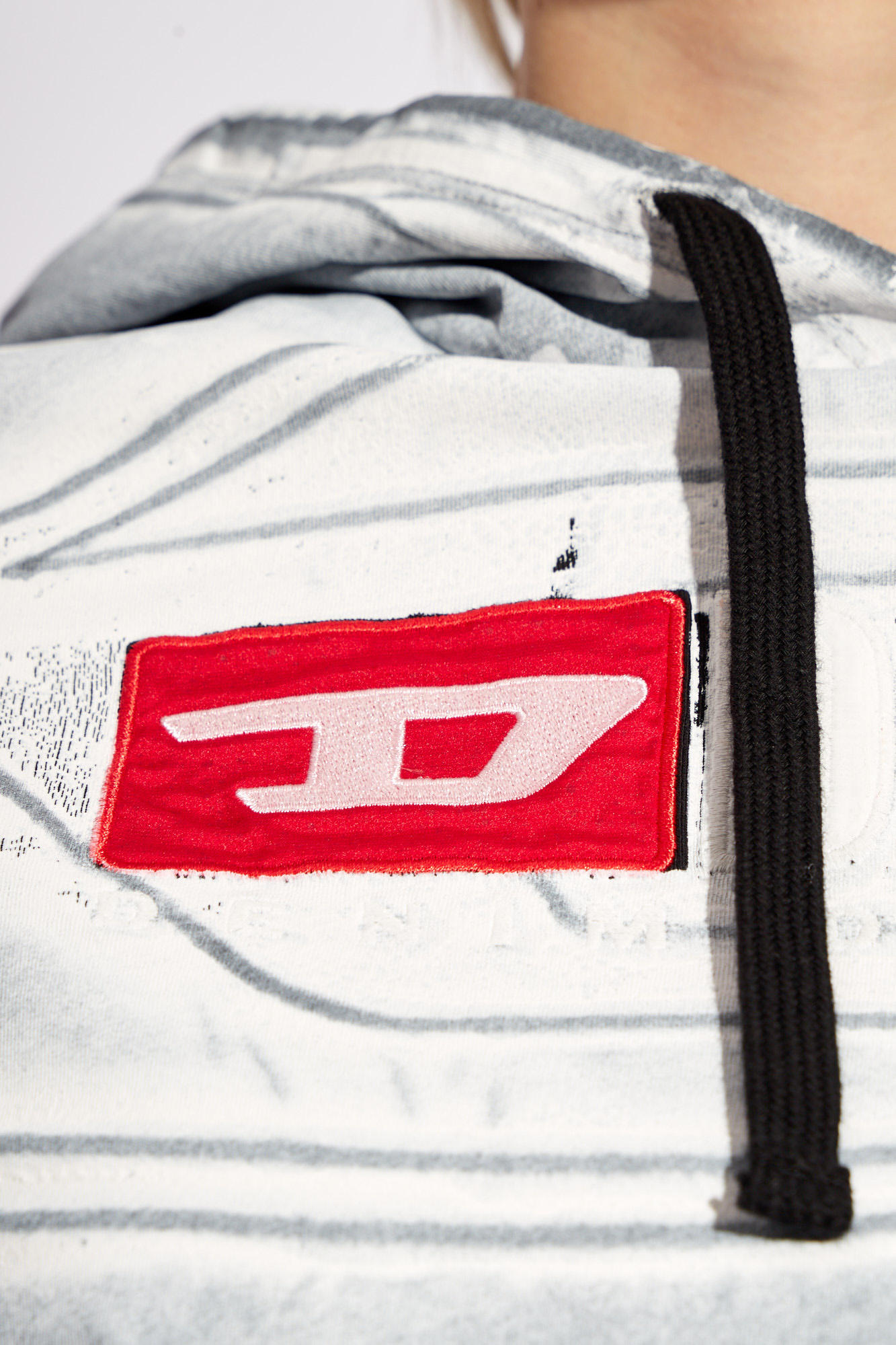 Diesel Creased-paint Cotton Hoodie In White