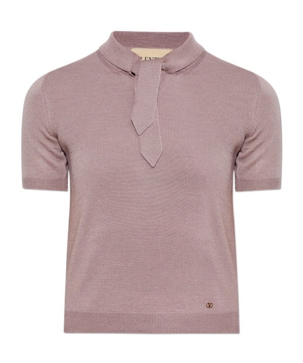 Valentino Short Sleeve Sweater In Purple