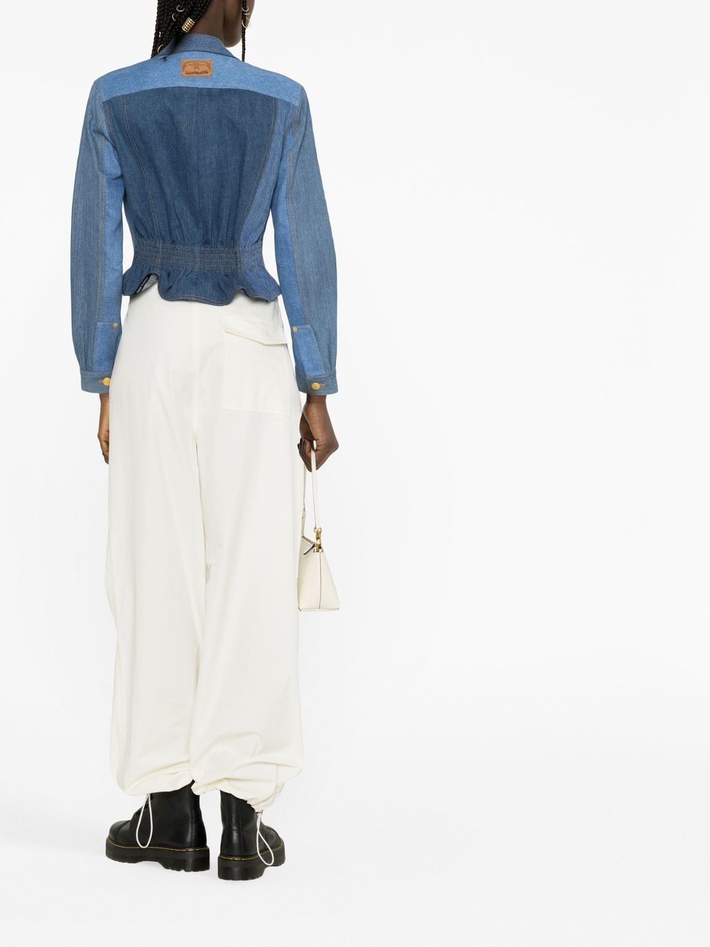 Marine Serre Blue Panelled Denim Jacket In Blue