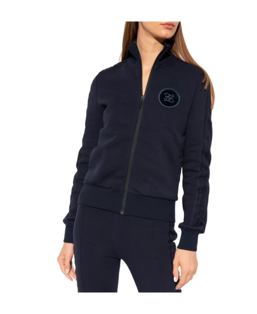 Shop Fendi Logo Patch Track Jacket In Black