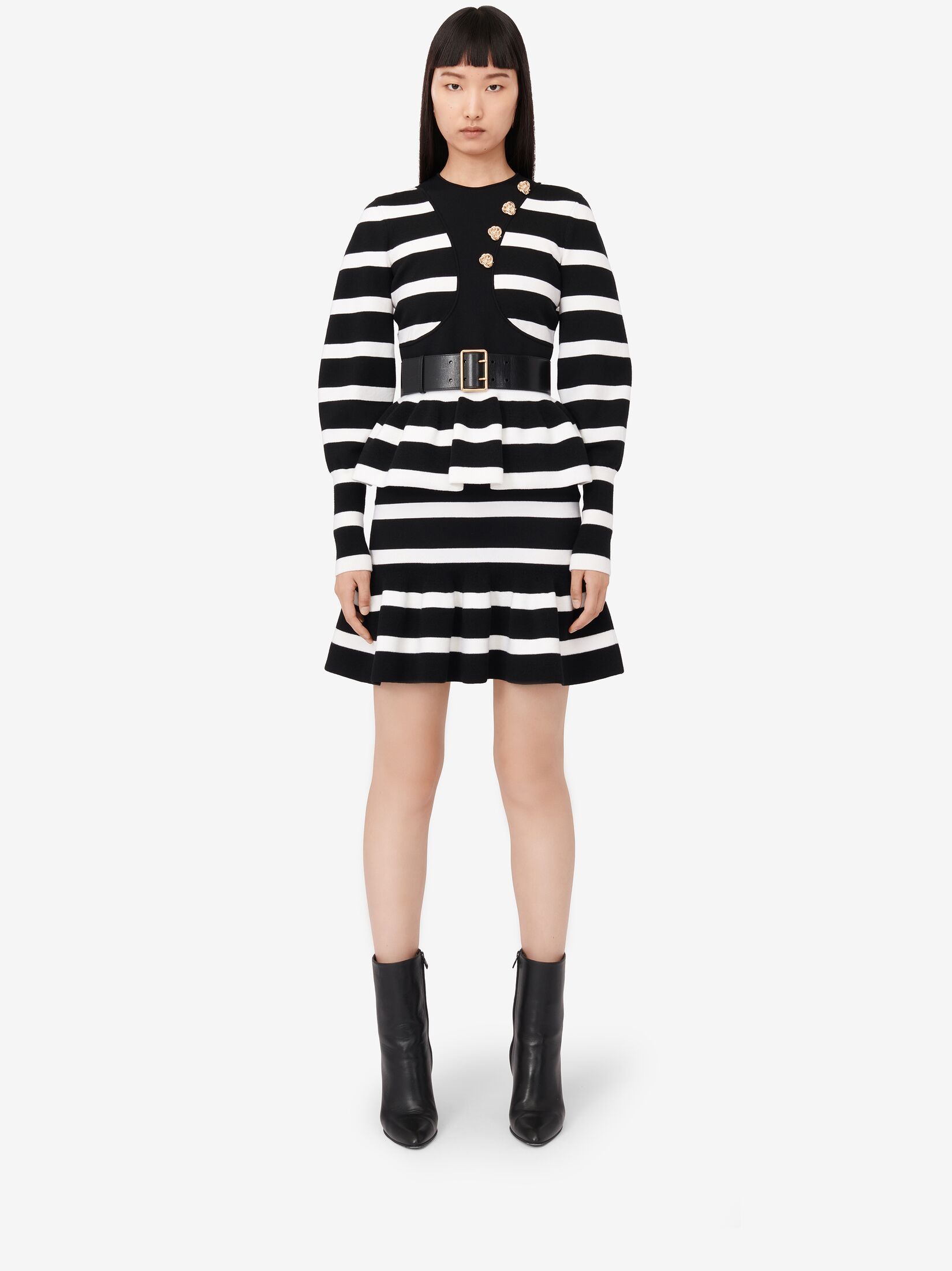 Alexander Mcqueen Wool Striped Sweater In Black