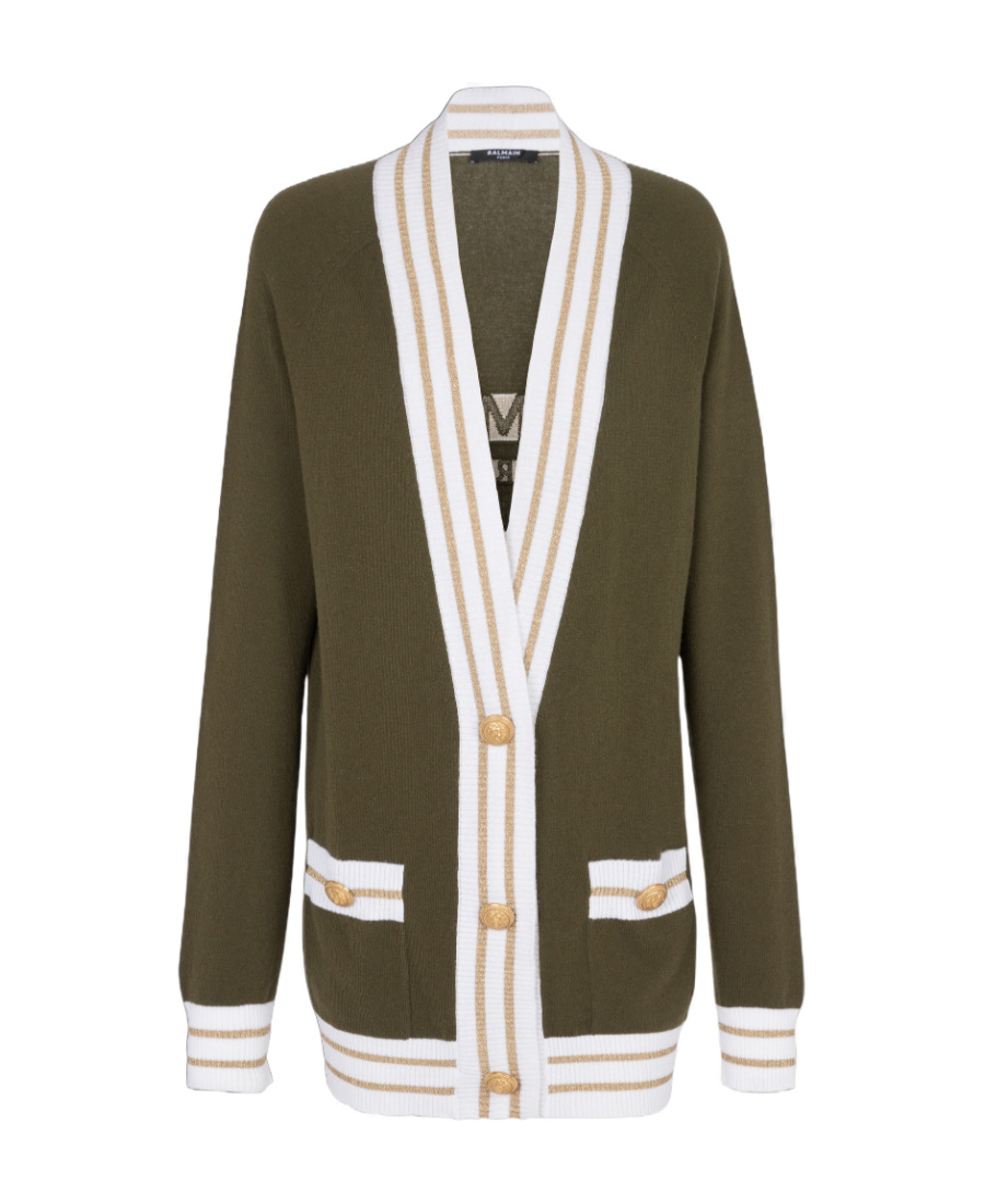 Balmain Button-front Knitted Cardigan In Brown
