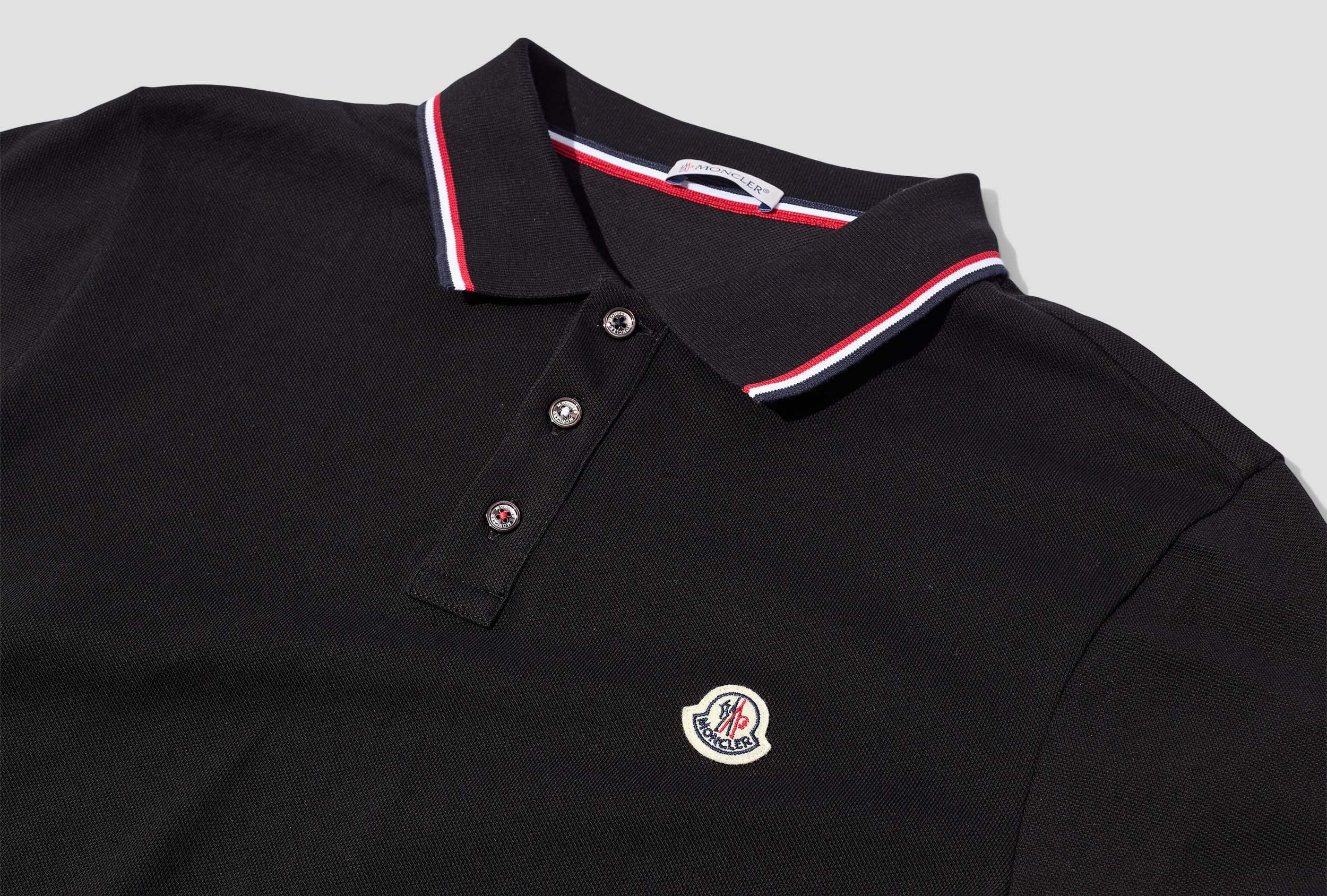 Moncler Cotton Polo Shirt With Logo In Black