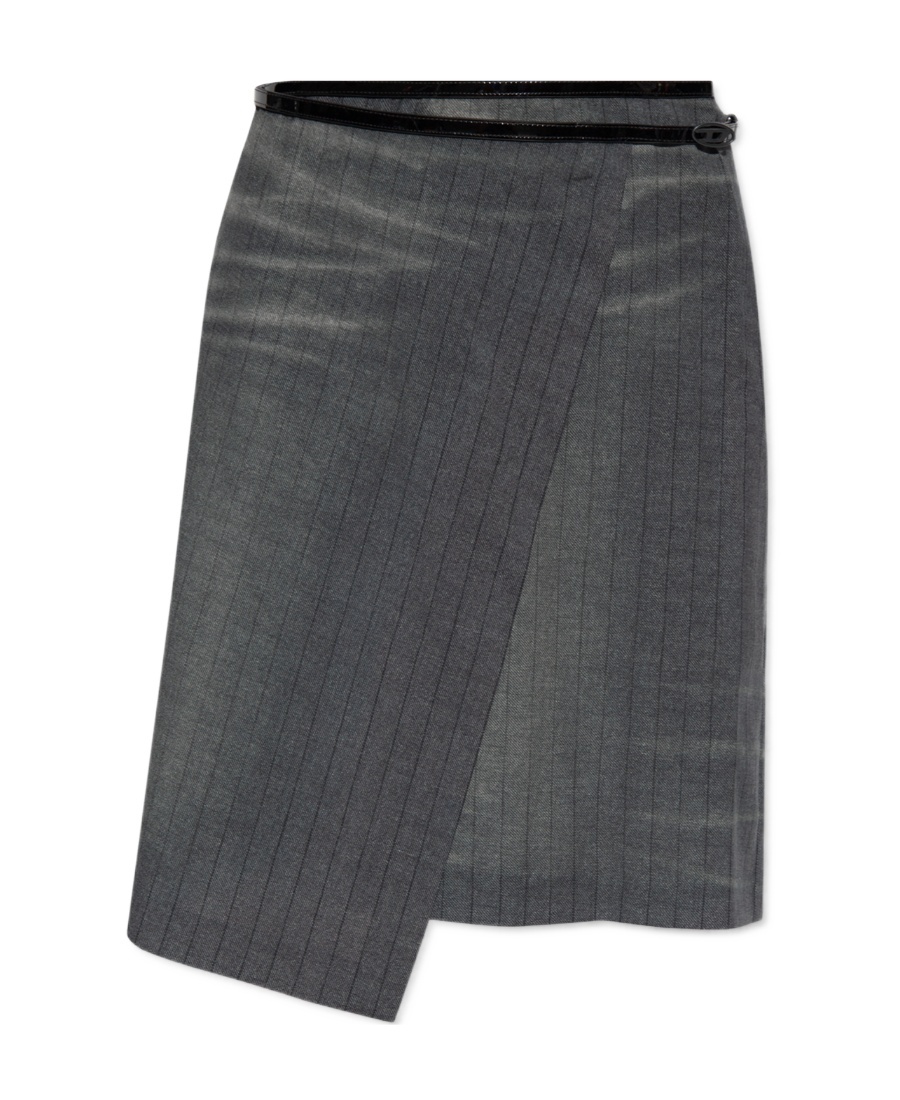 Diesel O-kessy Pinstripe-pattern Wrap Skirt In Black