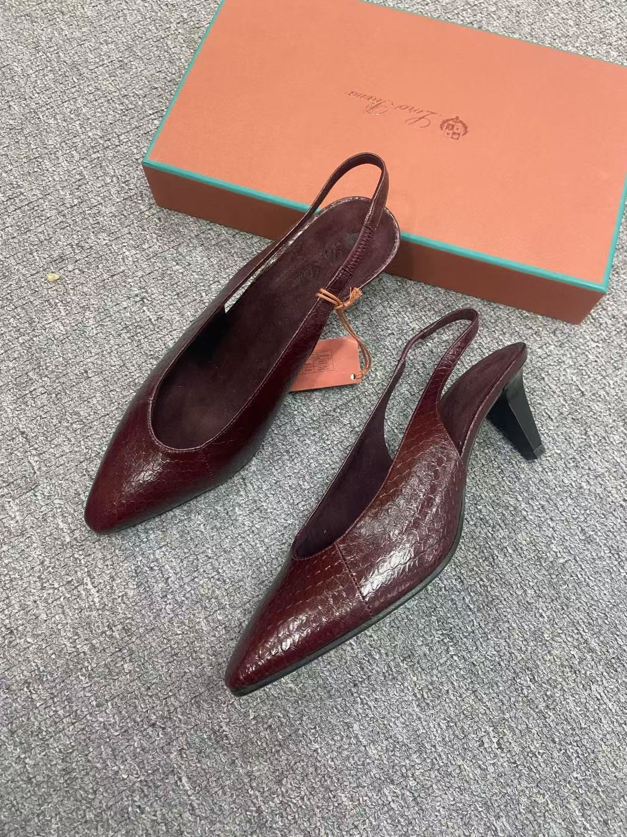 Loro Piana Slingback High Heels In Brown