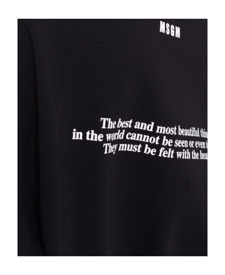 Msgm Slogan-print Oversized Sweatshirt In Black