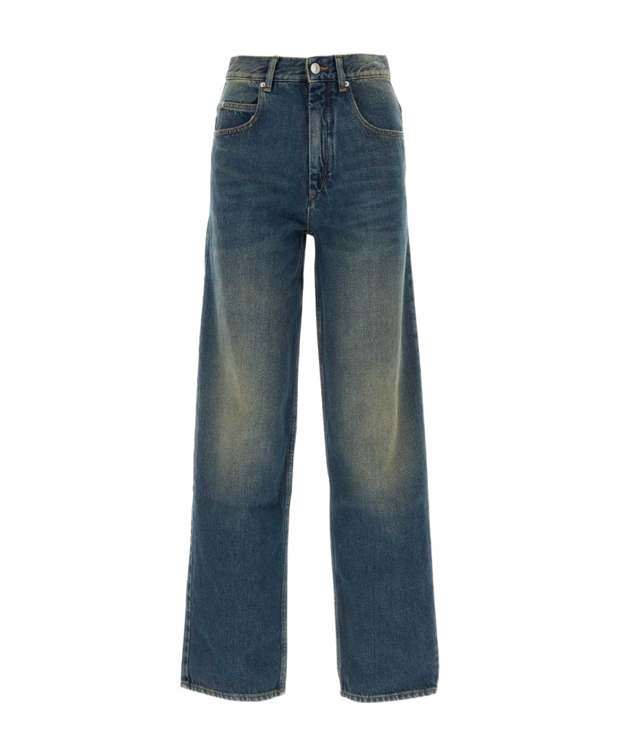 Isabel Marant Joanny Mid Rise Denim Wide Jeans In Blue