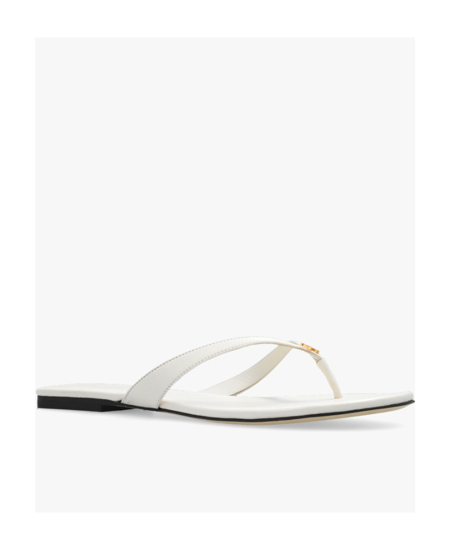 Tory Burch Capri Leather Flip Flops In White