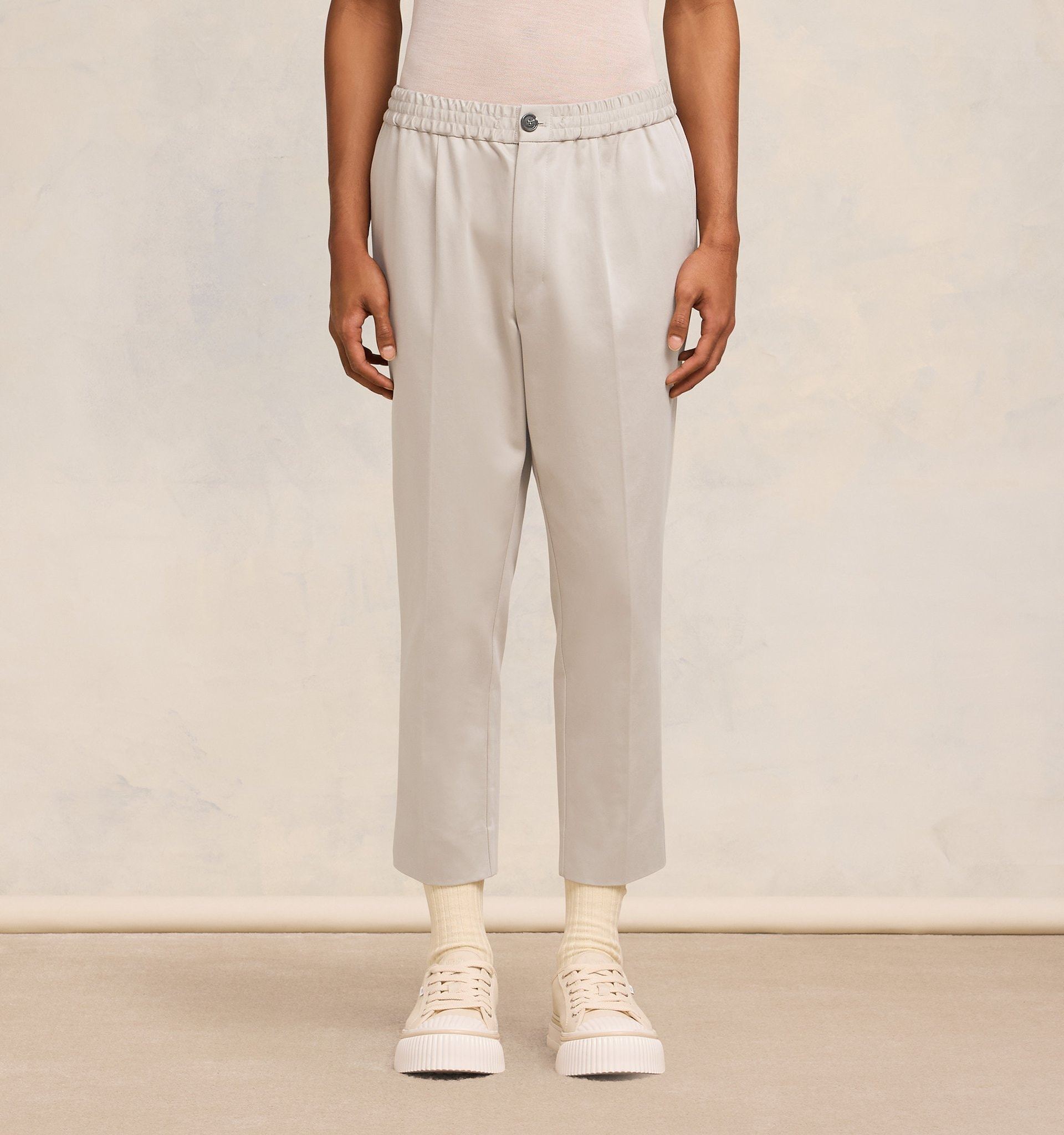 Shop Ami Alexandre Mattiussi Ami Elastic Waist Straight Leg Trousers In Nude