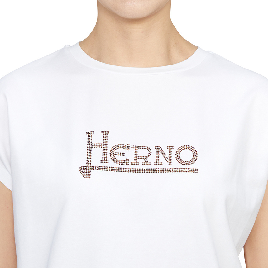 Herno White Interlock Jersey Logo T-shirt In White