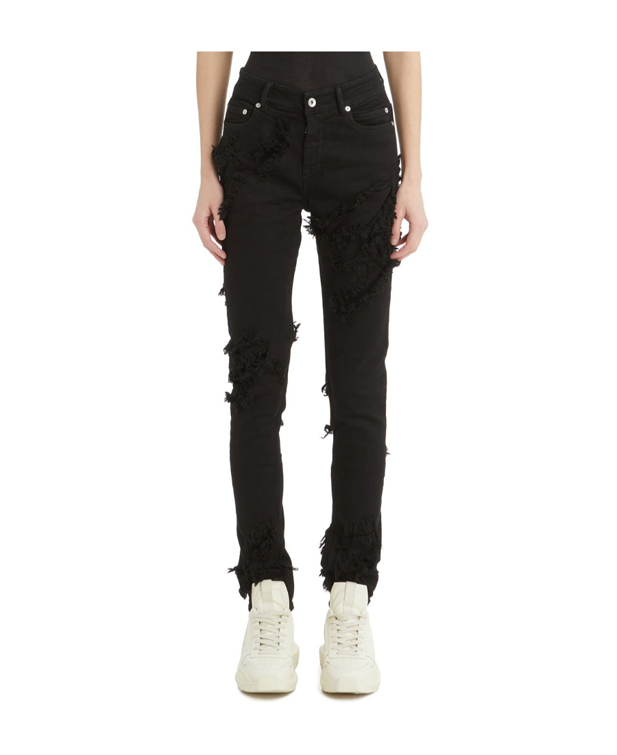 Rick Owens Drkshdw Distressed-design Jeans In Black