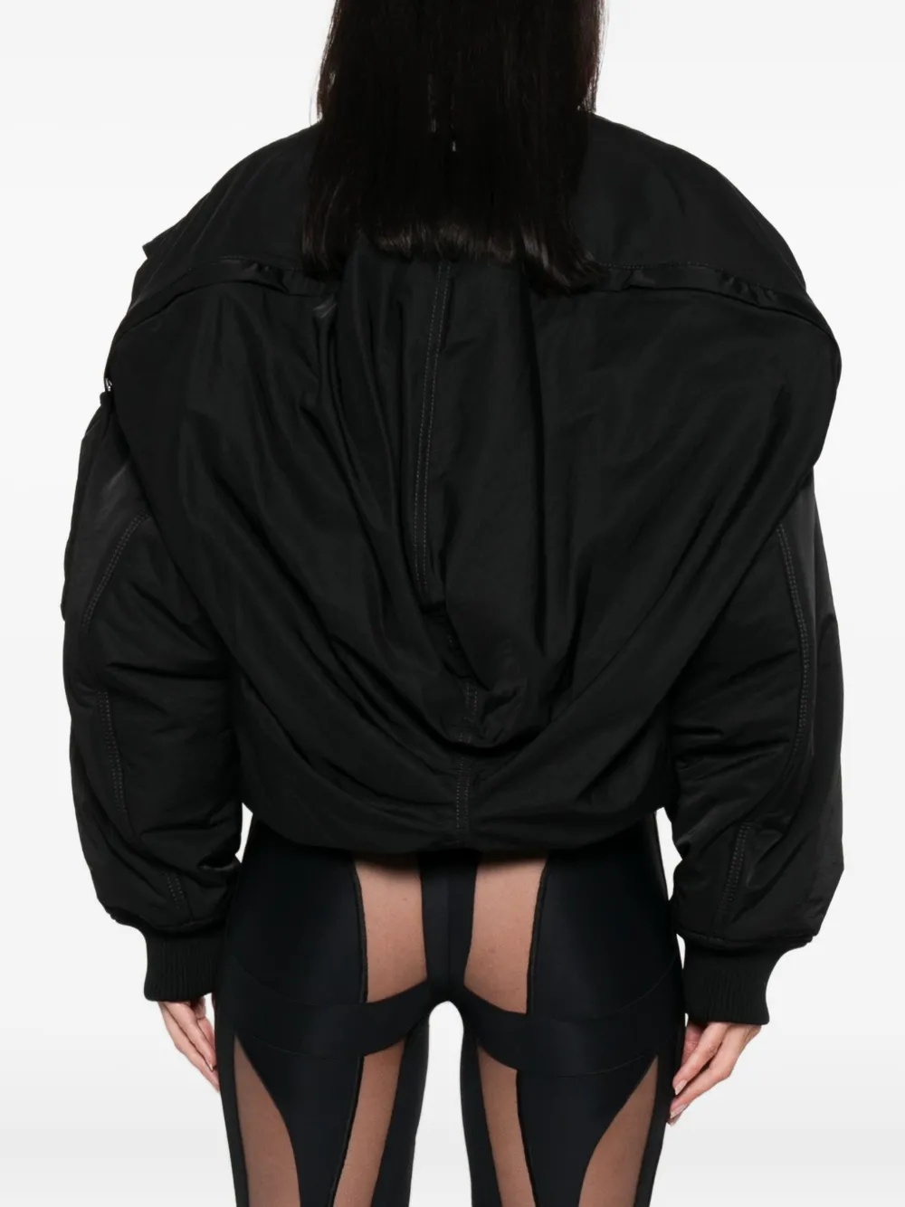 Jean Paul Gaultier Cropped Bomber With Hidden Hood Detail In Black
