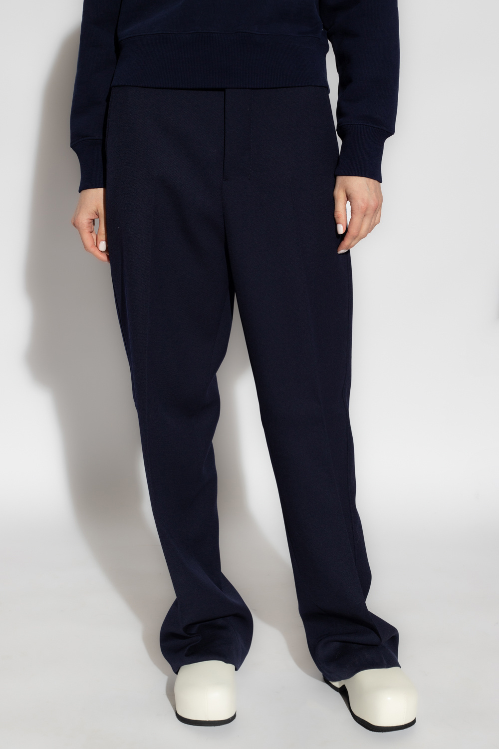 Ami Alexandre Mattiussi High Waist Wool Trousers In Black