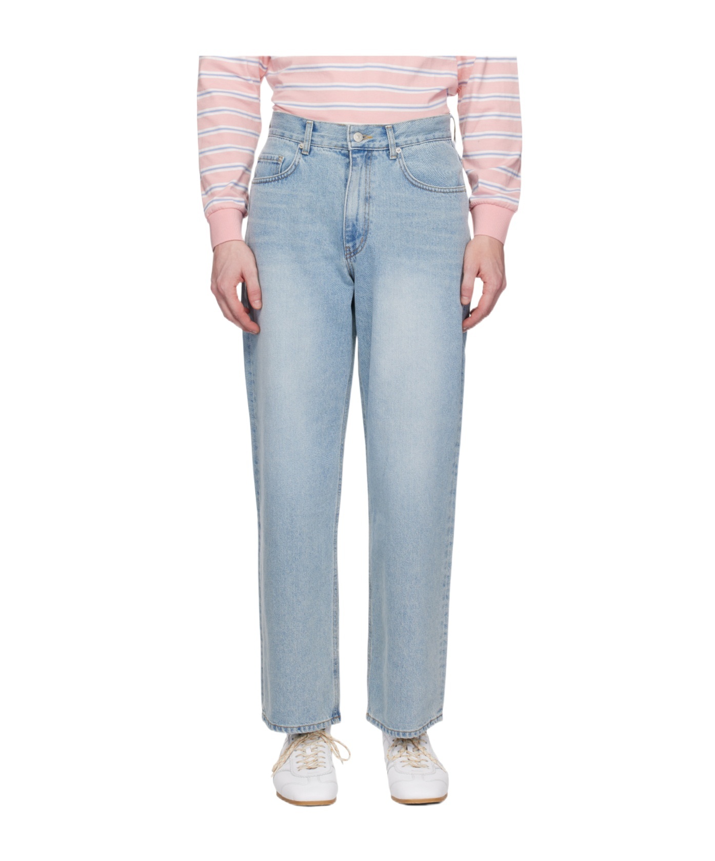 Dunst Light Blue Five Pocket Jeans With Logo Patch On The Back