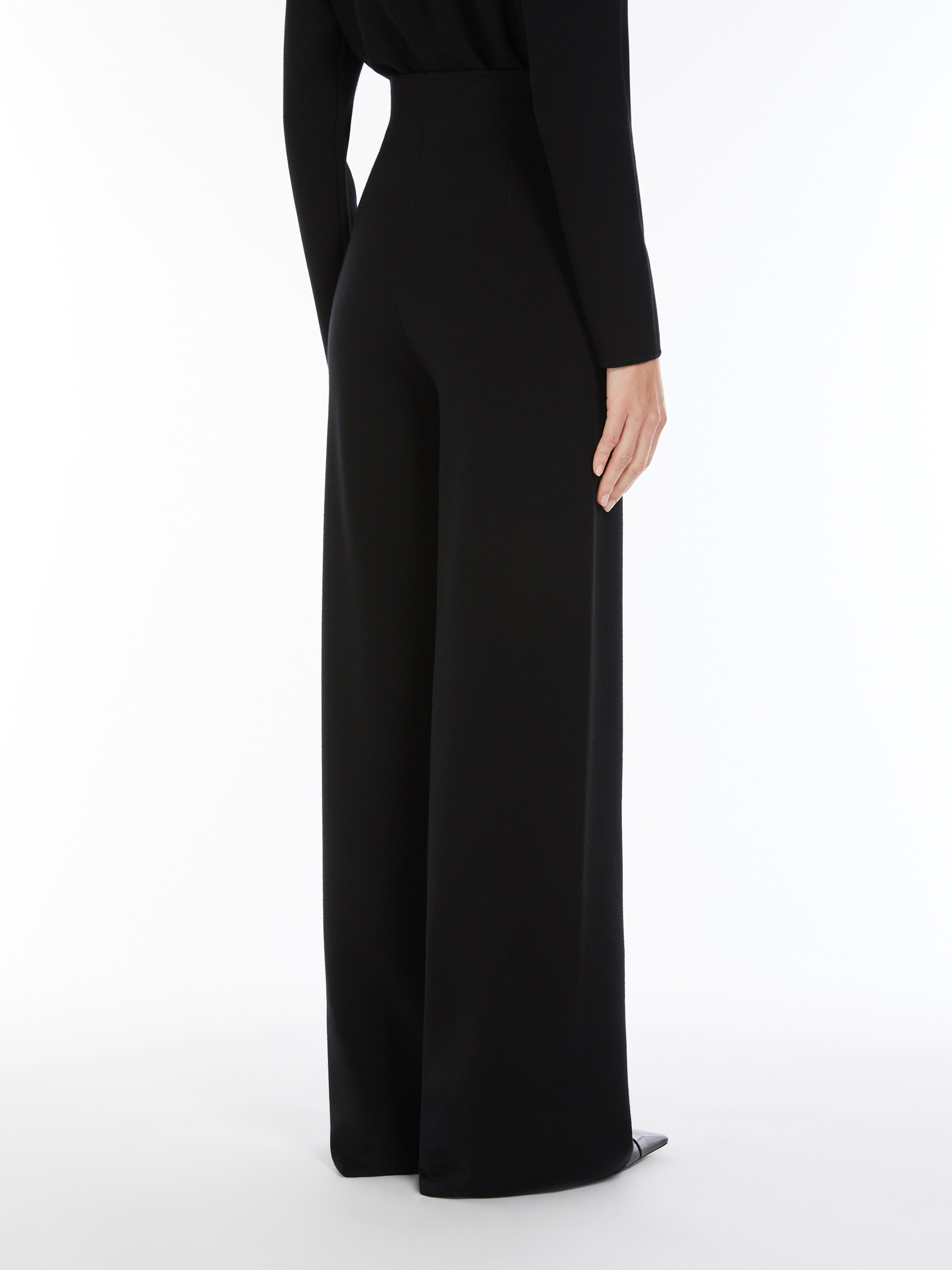 Max Mara High-rise Cady Wide-leg Pants In Black