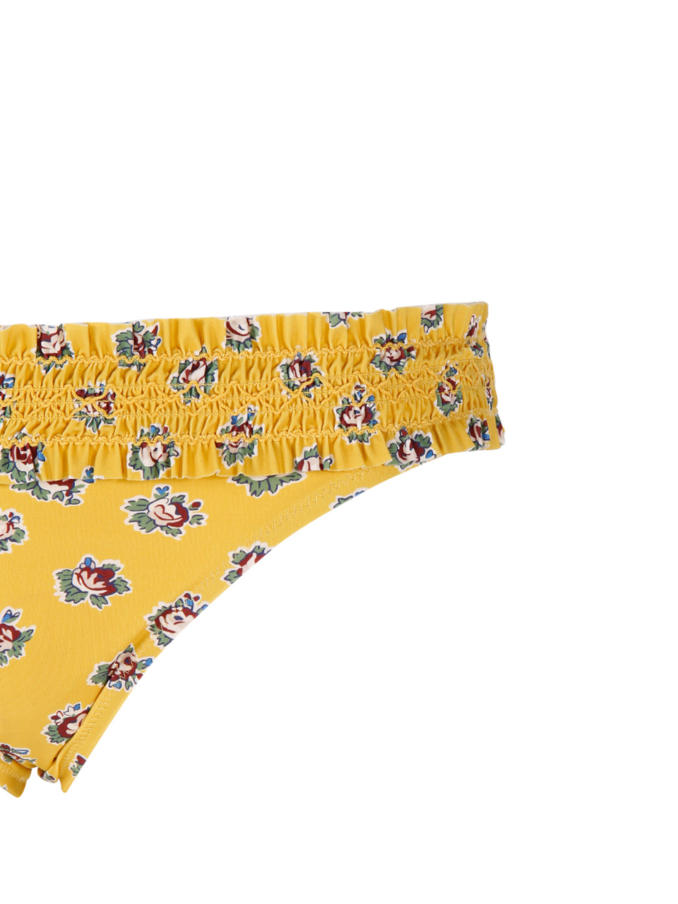 Tory Burch Floral-print Smocked Bikini Bottoms In Yellow