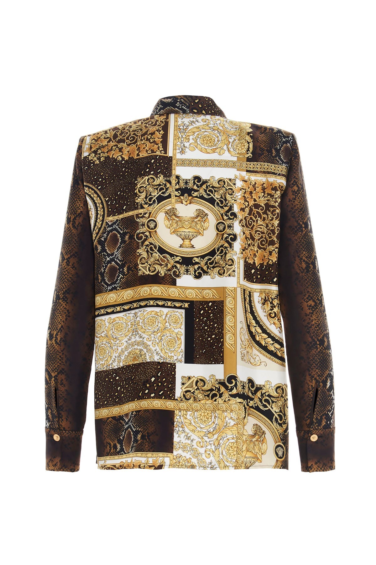 Versace Printed Pussy-bow Blouse In Green
