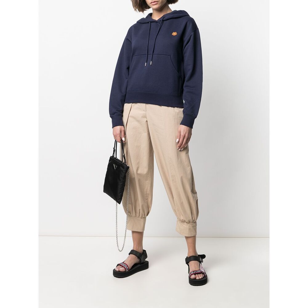 Kenzo Relaxed-fit Blue Hoodie With Embroidered Logo In Blue