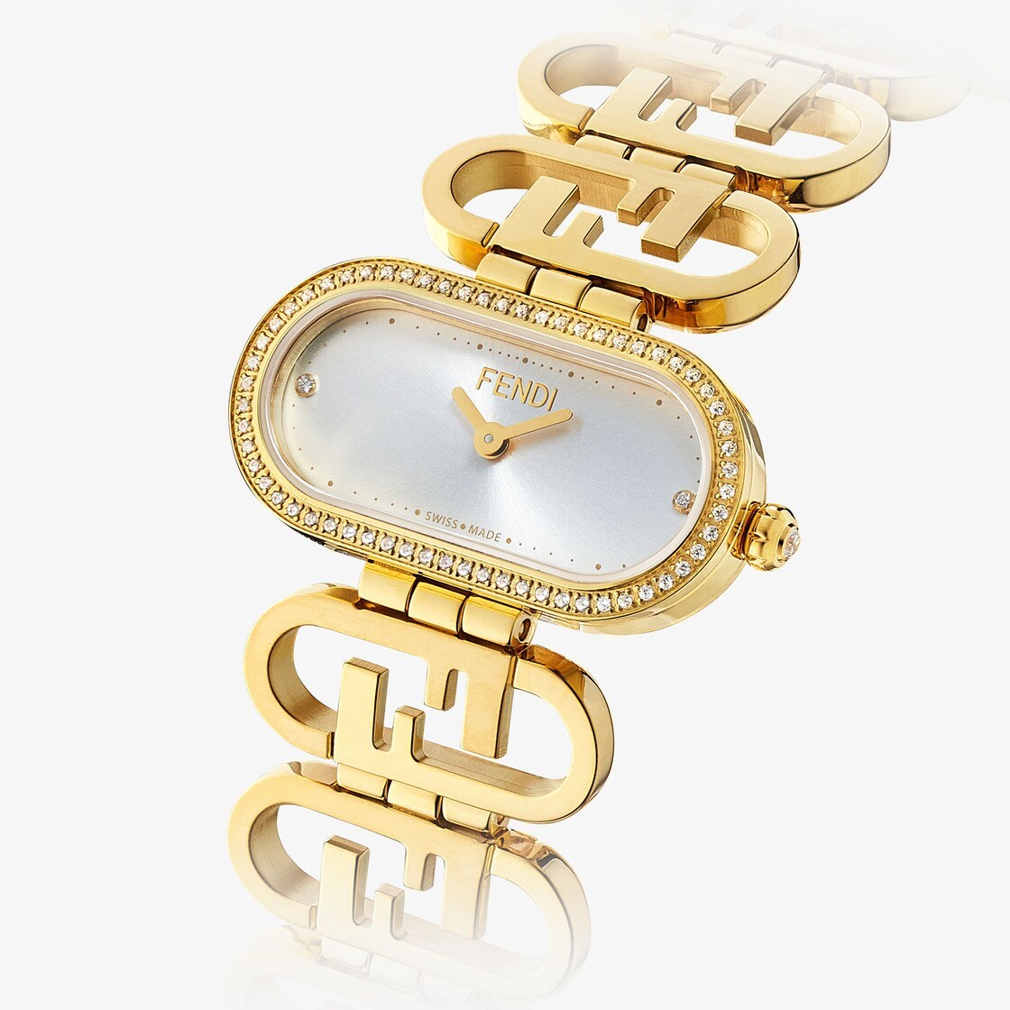 Fendi Oval Watch With Olock Logo In Nude