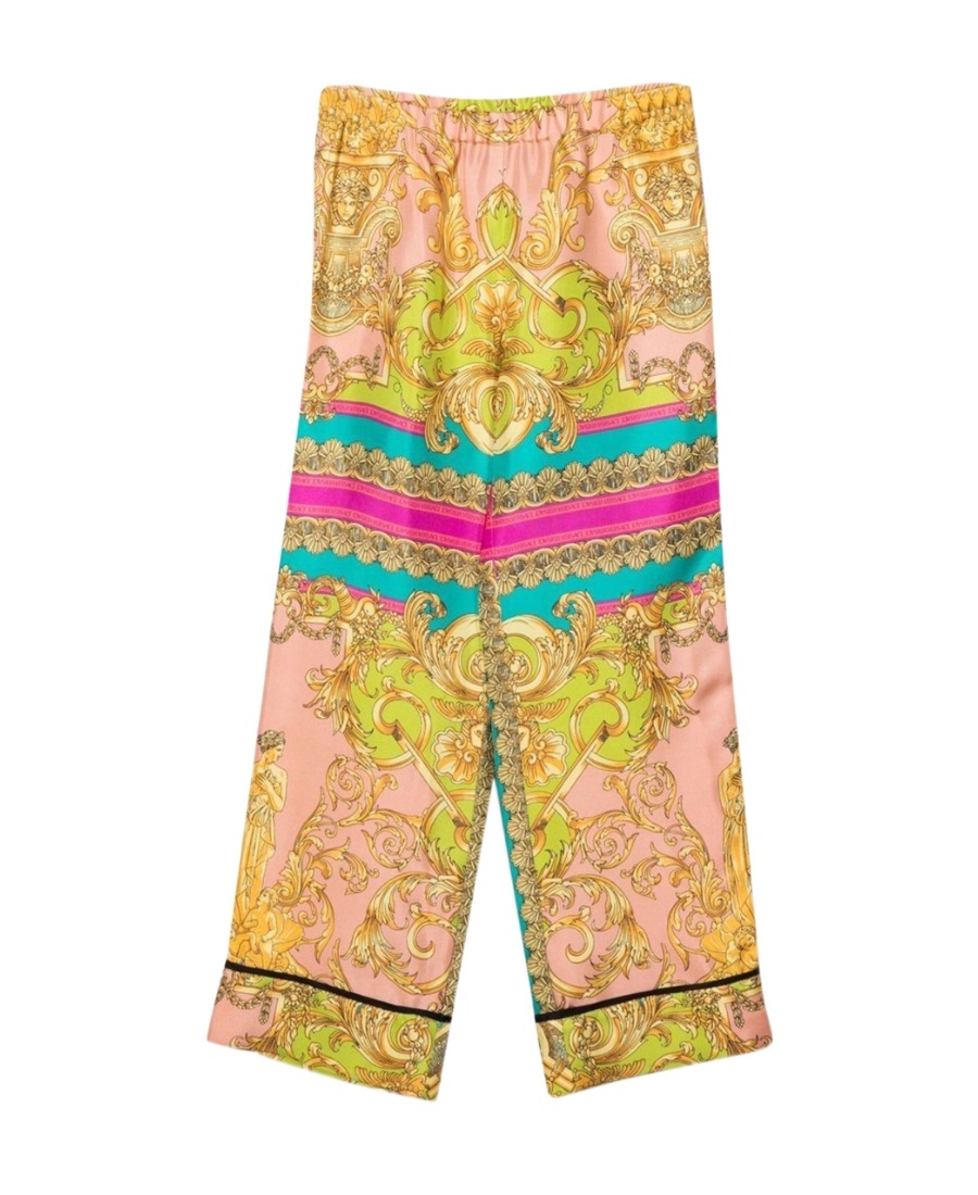 Shop Versace Baroque-print Wide-leg Trousers In Nude