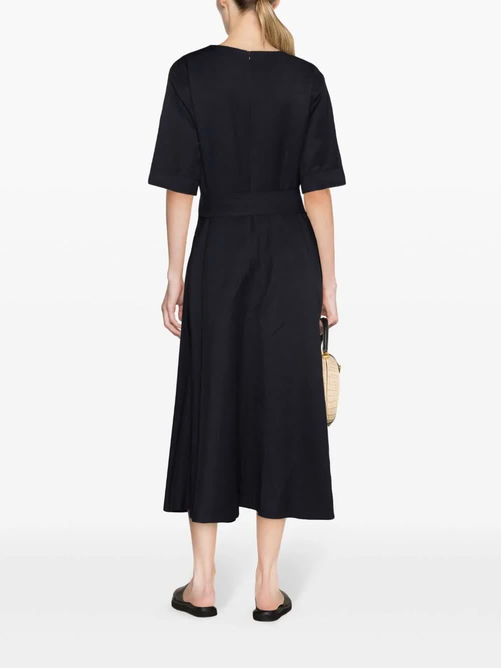 P.a.r.o.s.h Parosh Short Sleeves Crew Neck Chemisier Dress In Black