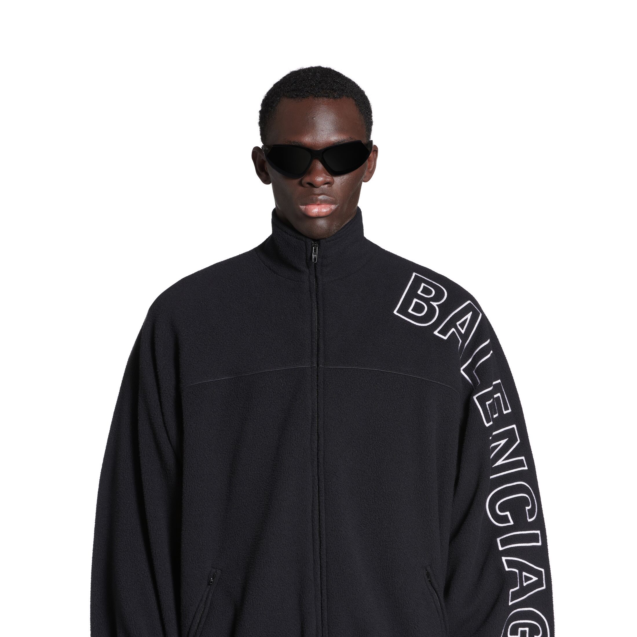Balenciaga Logo-print Track Jacket In Black