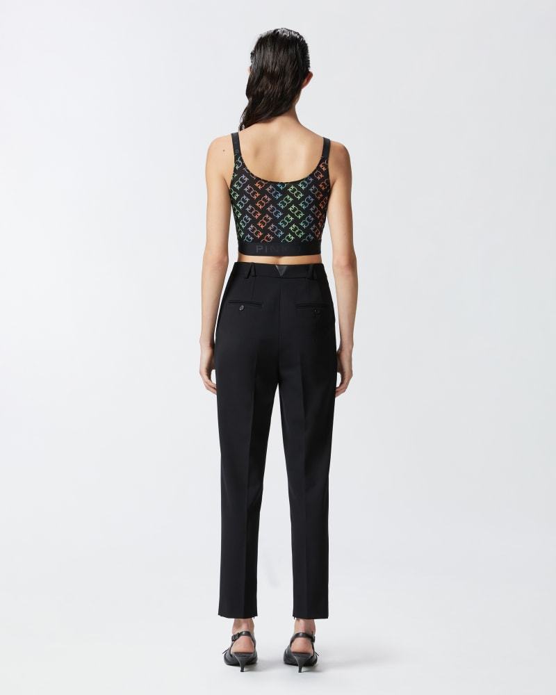 Pinko Love Birds-pattern Cropped Top In Black